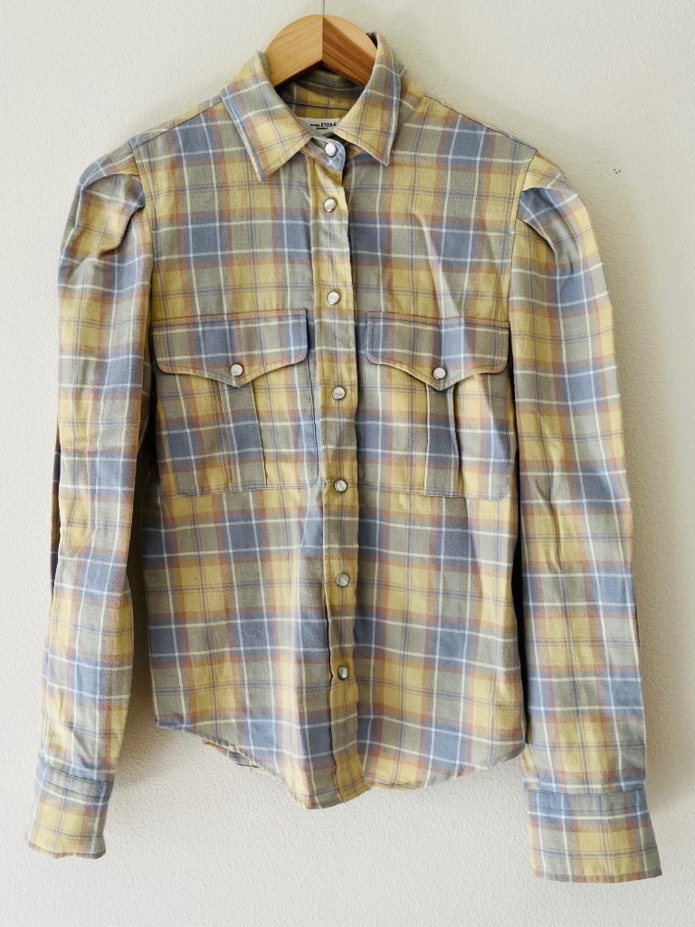 Isabel Etoile Marant Plaid Pastel Western Shirt, Size 34